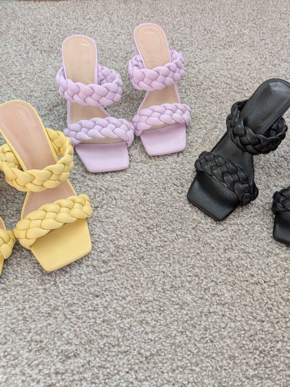 Braided Chunky Block Heel Open Toe Sandals - Set of 3 Pairs - Size 7